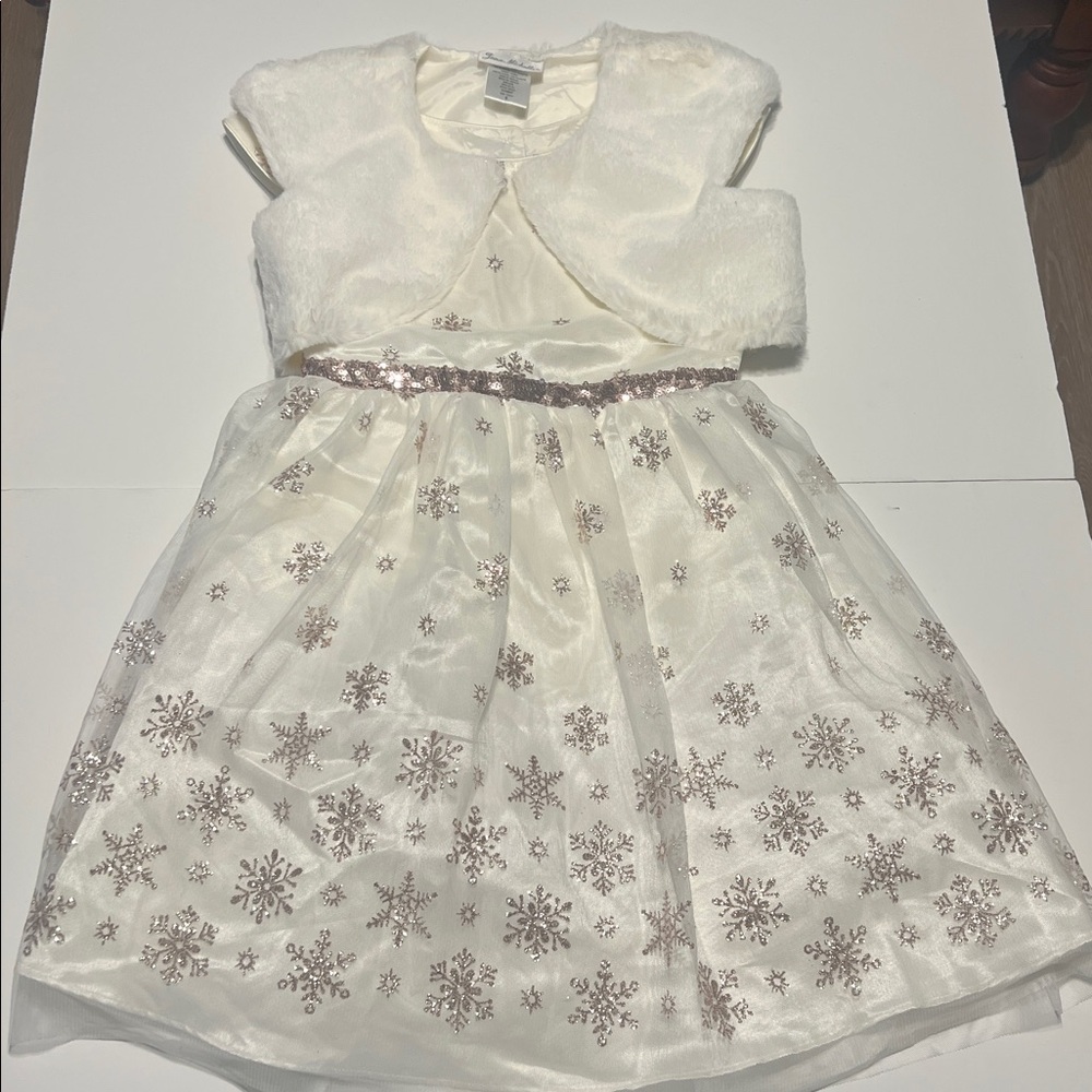 Winter party dress and faux fur shrug set